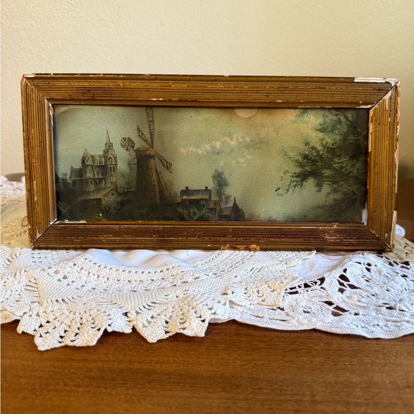 Very old Antique Framed Dutch Landscape Watercolor
